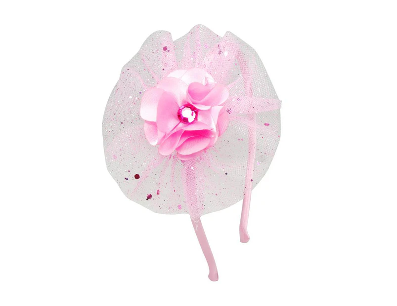 Pink Poppy Flower Tutu Headband - Pink