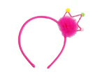 Pink Poppy Party Pom Pom Crown Headband - Hot Pink