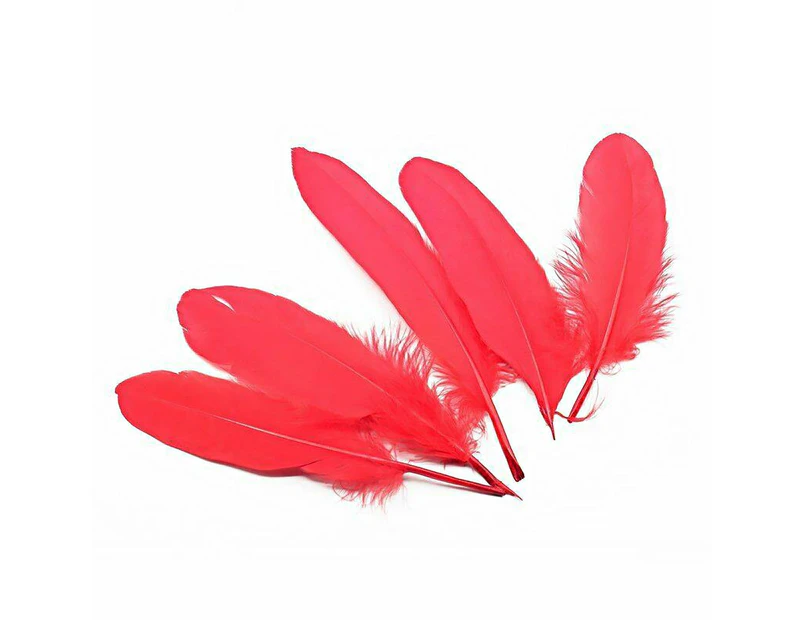 Mix Hen Pheasant Peacock Tail Eye Goose Feathers Wedding Millinery DIY Craft - Red