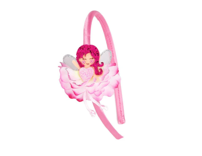 Pink Poppy Glitter Flower Fairy Headband - Pink