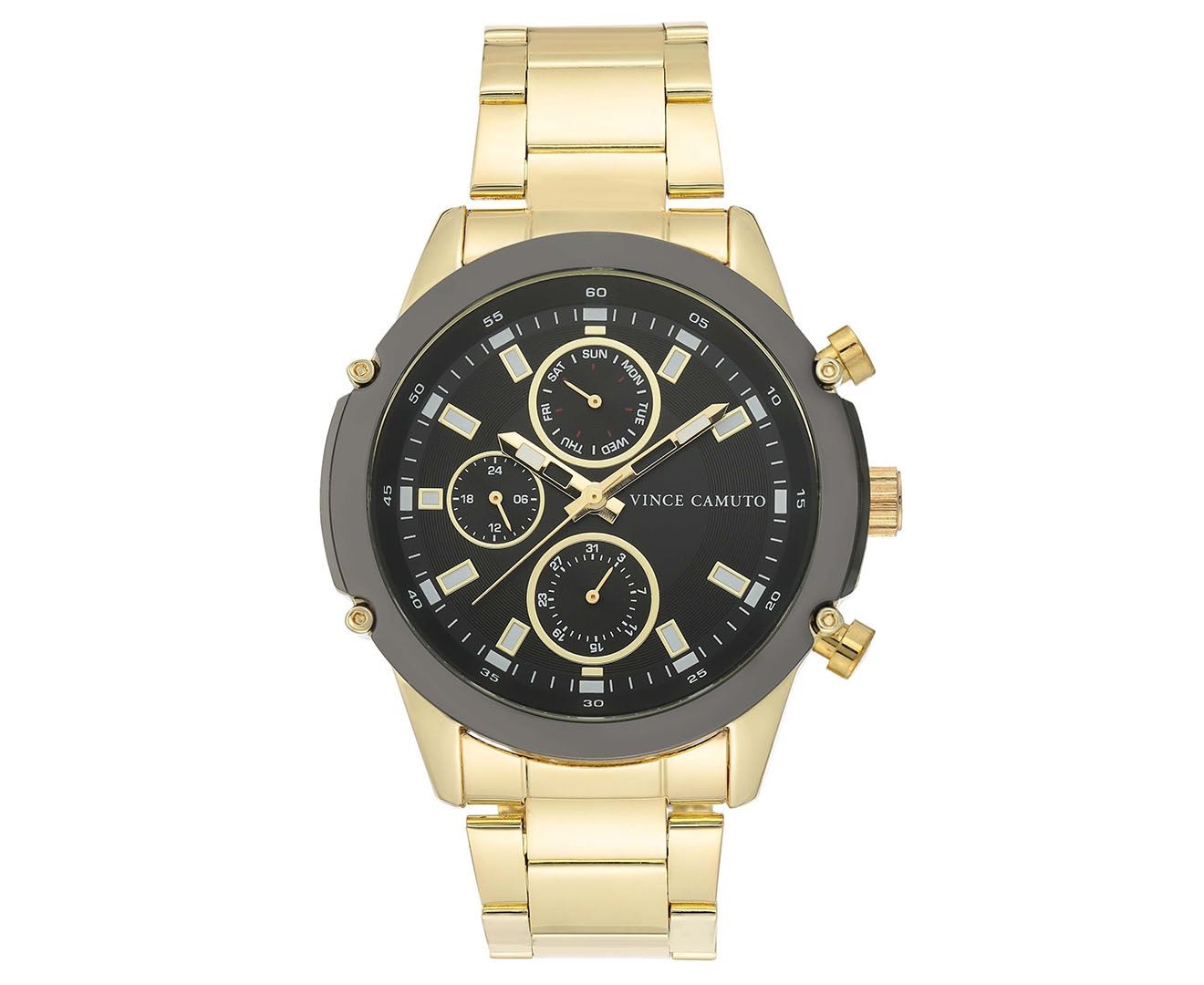 Vince Camuto Men's 46mm VC1135BKGP Stainless Steel Watch - Black/Gold ...