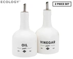 2pc Ecology Staples Foundry Porcelain 300ml Oil & Vinegar Container Set White