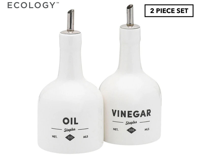 Ecology 360mL Staples Foundry Oil & Vinegar Set - White