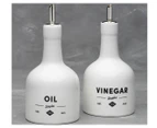 2pc Ecology Staples Foundry Porcelain 300ml Oil & Vinegar Container Set White