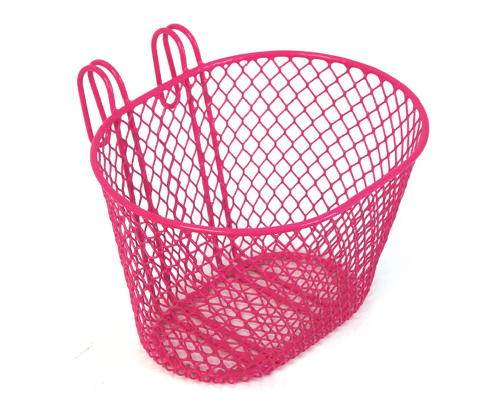 Kids Bitz Hook On Bike Basket - 6 Bright Colours - Pink