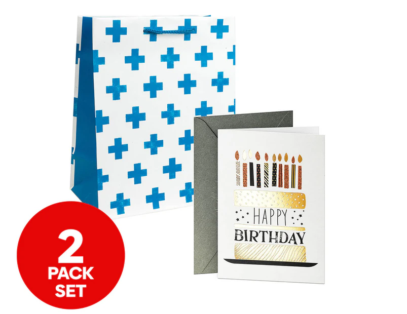 Hallmark Cake & Candles Birthday Card & Gift Bag Set