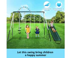 Heavy Duty Steel Outdoor Swing Set with 2 Swing Seats, 1 Glider and 1 Slide