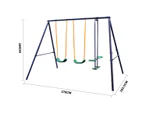 Metal Swing Set Outdoor Backyard Playground for Kids with 2-Person Glider