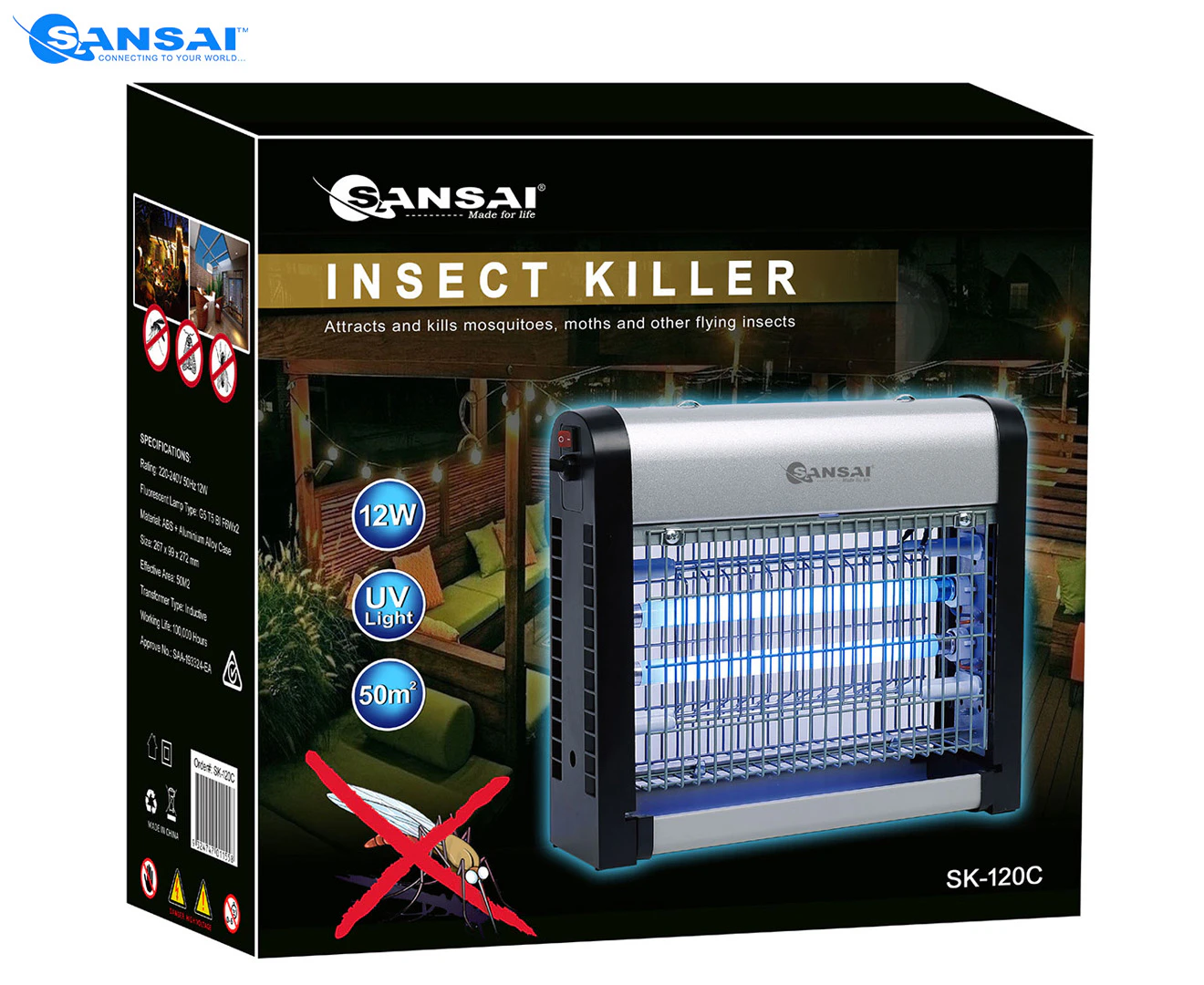 Sansai 27.2cm 14W Electric Insect Killer Zapper Mosquito/Fly Trap Catcher