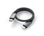 Satechi USB-C/Lightning MFI-Certified 25cm Braided Charging Cable For iPhone GRY