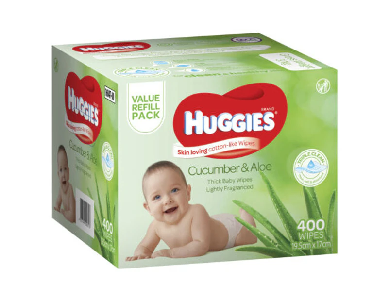Huggies Thick & Soft Baby Wipes Cucumber & Aloe Vera - Mega Pack 400 Wipes