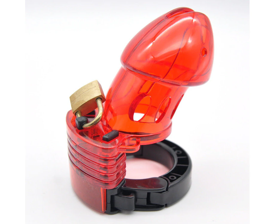 IMPRISON BIRD Delxue ABS Male Chastity Kit Cage Penis Cage Adjustable / 3 Colors - Red