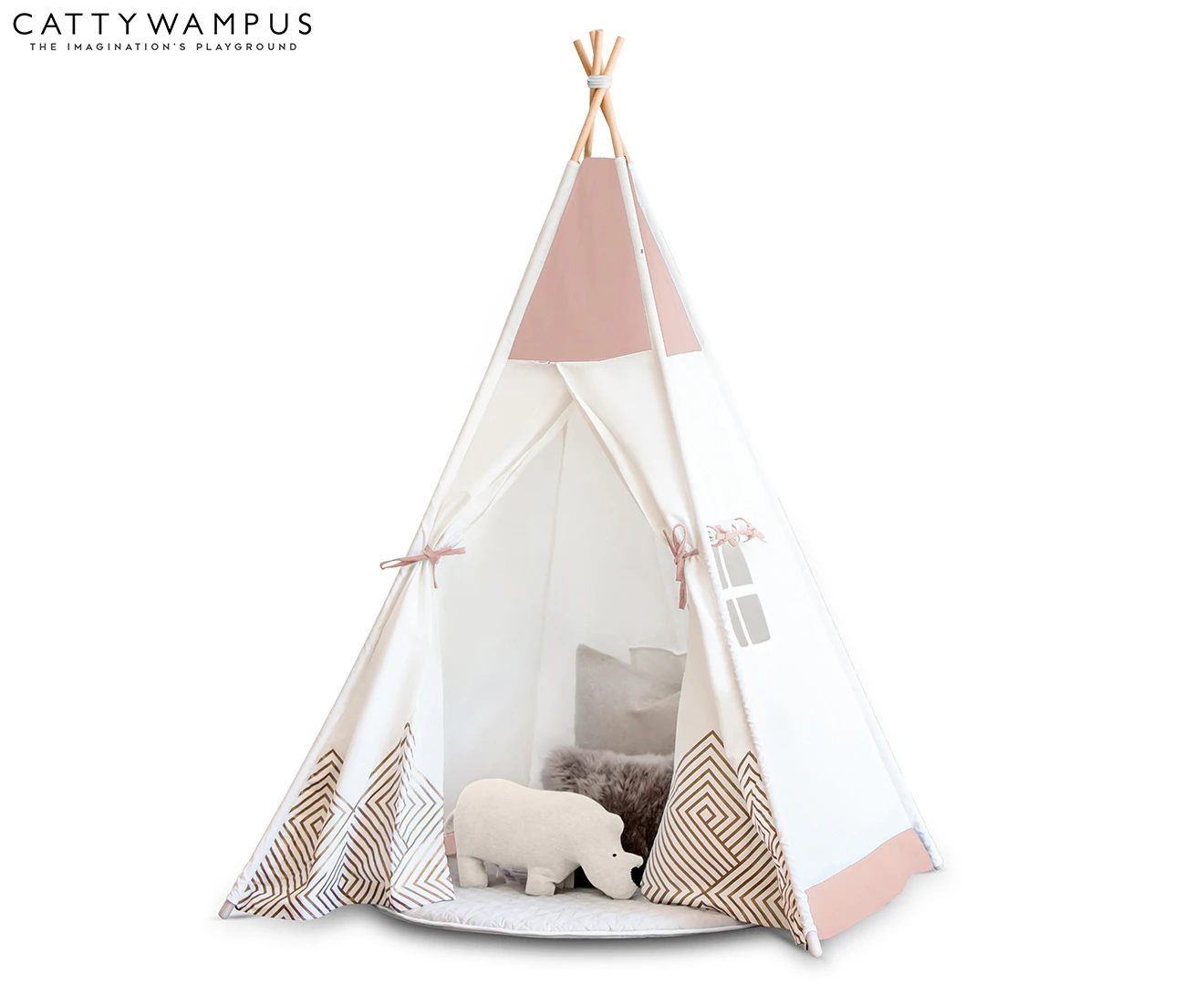 Cattywampus Pearl Rose Kids Teepee Tent - Rose Pink