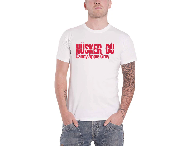 Husker Du T Shirt Candy Apple  Band Logo  Official Mens - White
