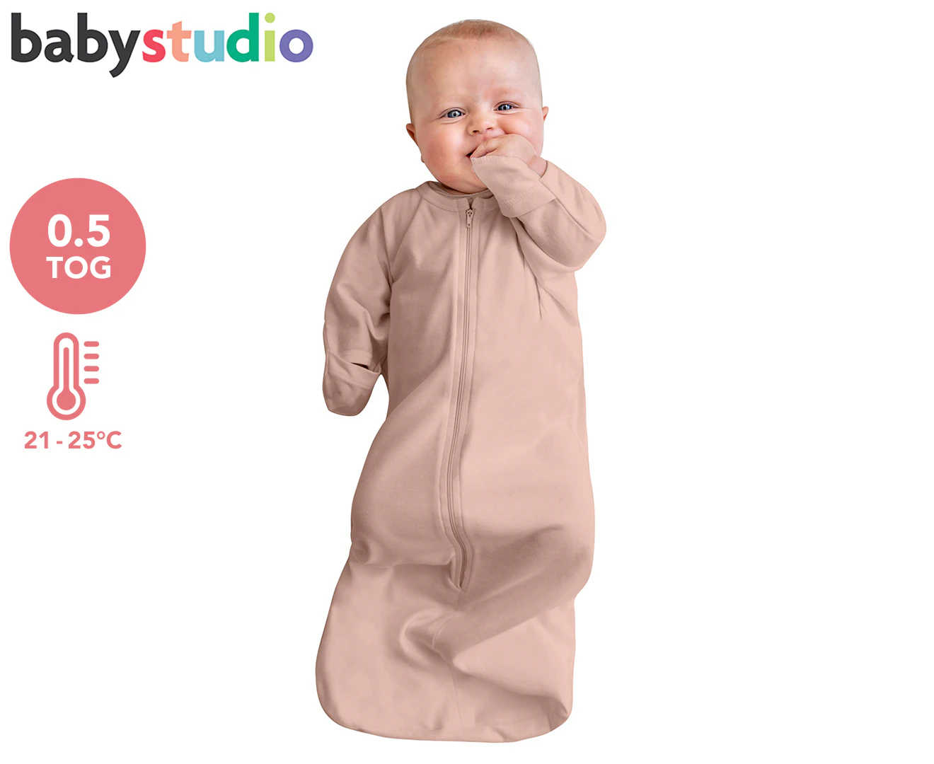 Baby Studio Large 3-9 Months Bamboo 0.5 Tog Swaddle Bag - Pink