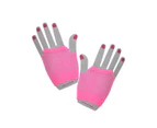 80s Neon Pink Fishnet Fingerless Costume Gloves