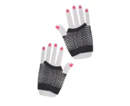 Eighties Party Black Fishnet Gloves