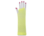 1980s Fishnet Fluro Yellow Gloves