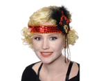 1920s Red and Black Sequins and Glitter Flapper Headband
