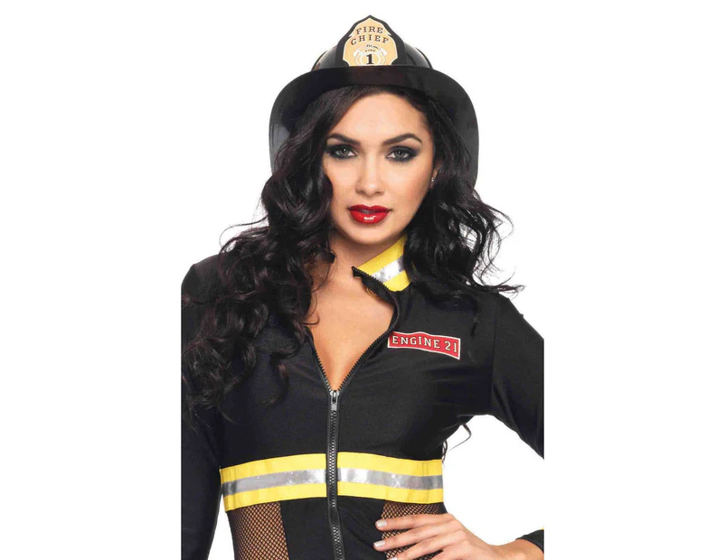 Fireman Adults Deluxe Black Costume Hat