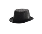 Adult's Black Sequined Costume Top Hat