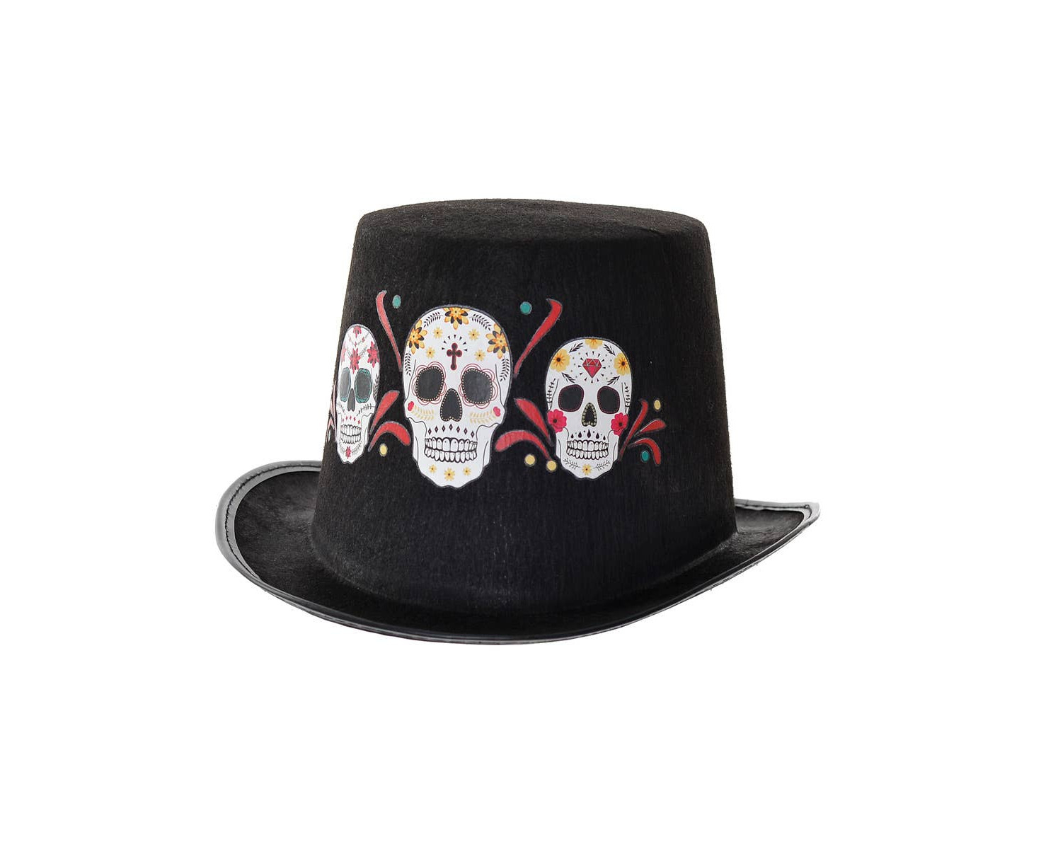 Sugar Skull Black Day of the Dead Top Hat