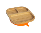 Tiny Dining Children's Bamboo Dinner Feeding Plate with Stay Put Suction - Segmented - Orange