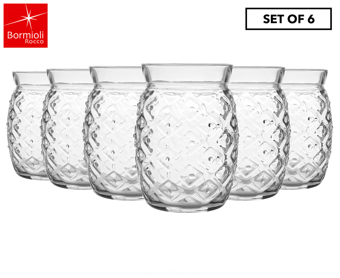 Set of 6 Bormioli Rocco 440mL Bartender Sweet & Sour Pineapple Cocktail Glasses