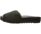 Amazon Brand - The Fix Women's Ursula Faux Fur Slide Sandal, Black, 6.5 B US