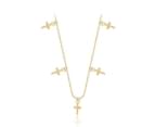 Sterling Silver Rose Gold Plated Mini Cross Necklace 40+5cm 1