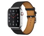 Strapify Hermes Leather Watch Band  For Apple Watch SE/6/5/4/3/2/1(Black)