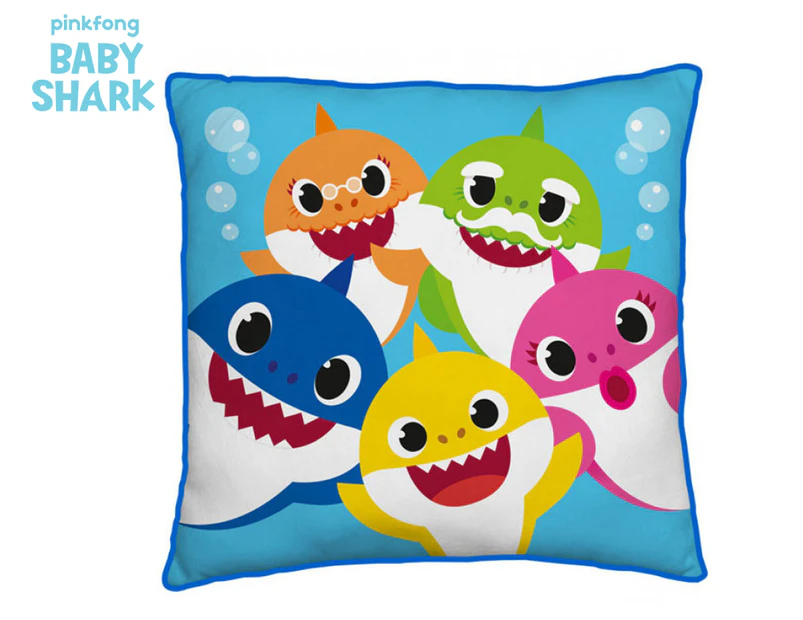 Baby Shark 40x40cm Family Square Cushion - Blue Multi