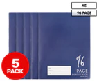 5 x A5 Exercise Book 96 Pages - Navy
