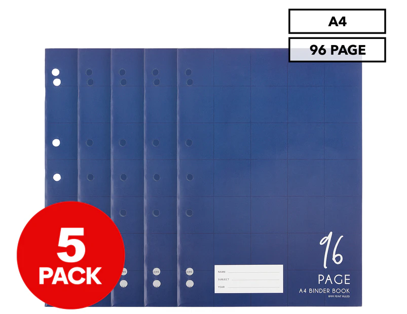 5 x A4 Binder Book 96 Pages - Navy