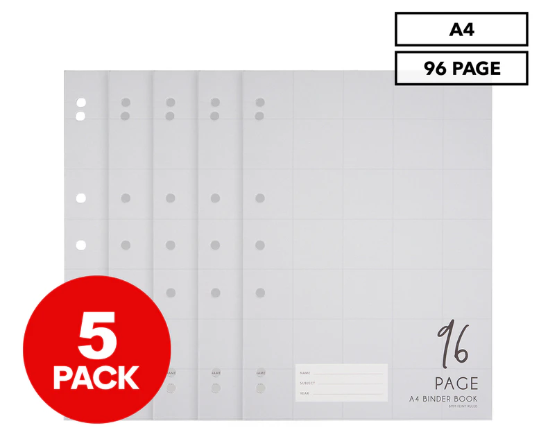 5 x A4 Binder Book 96 Pages - Grey