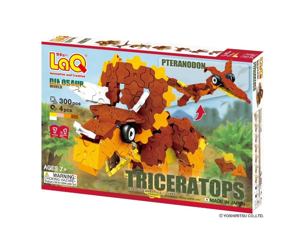 Laq Dinosaur World Triceratops & Pteranodon 7 Models, 300 Pieces