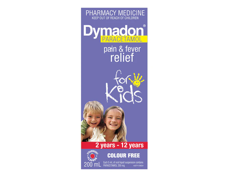 Dymadon Pain & Fever Relief For Kids 2 Years - 12 Years Strawberry 100ml