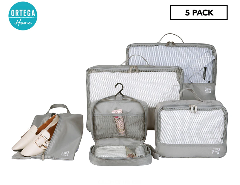 Ortega Home 5-Piece Travel Storage Set - Grey