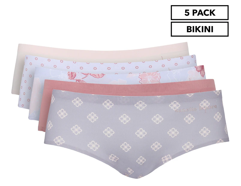Nanette Lepore Women's Printed Laser Microfibre Bikini Briefs 5-Pack - Lilac/Multi