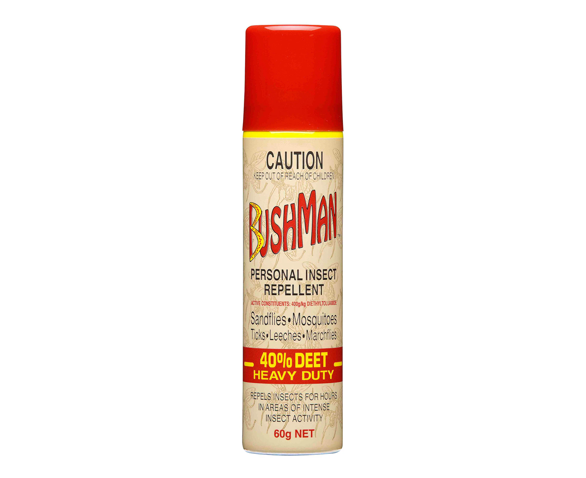 Bushman Ultra 60g Aerosol Spray Personal Insect/Mosquitoes Repellant BU60A Red