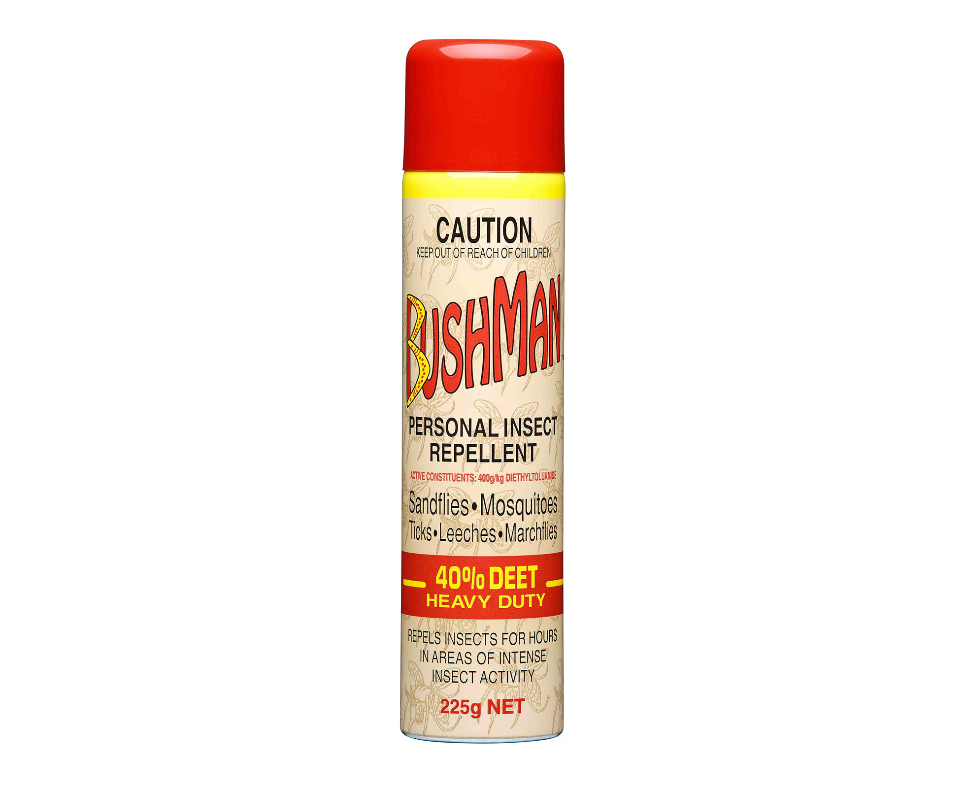 Bushman Ultra 225g Aerosol Spray Personal Insect/Mosquitoes Repellant BU225A Red