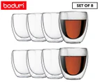 Set of 8 Bodum 250mL Pavina Double Wall Glasses