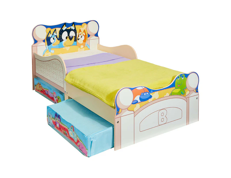 Bluey Wooden 140cm Toddler/Children Single Bed w/ 2x Under Bed Storage Drawers