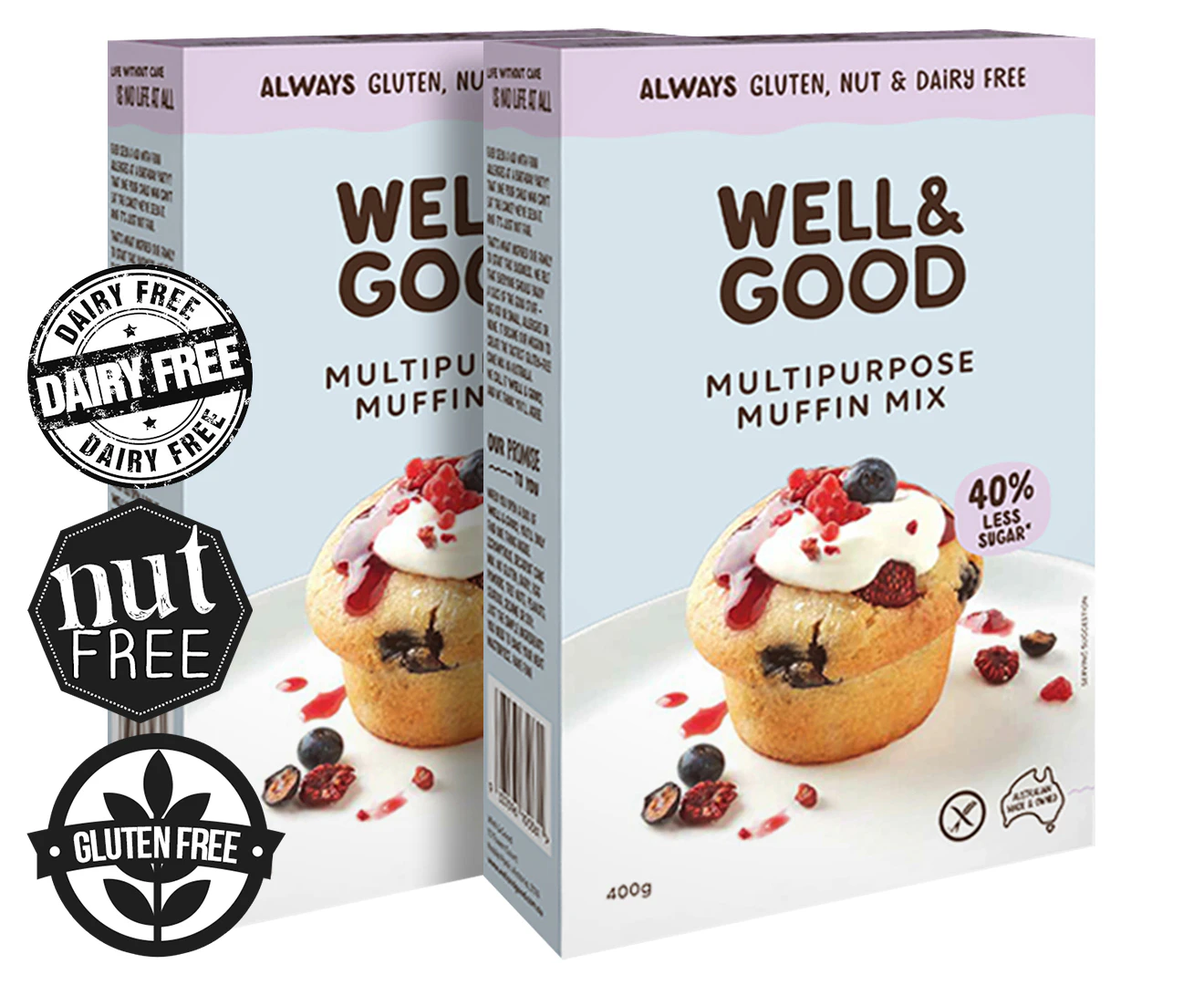 2 x Well & Good Gluten Free Multipurpose Muffin Mix 400g