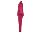 Nanette Lepore Women's Satin Long Sleeve Shirt & Pants PJ Set - Rouge