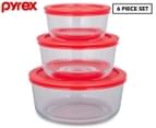 Pyrex 3 Piece Simply Store Food Storage Container Set with lids - Clear/Red 1