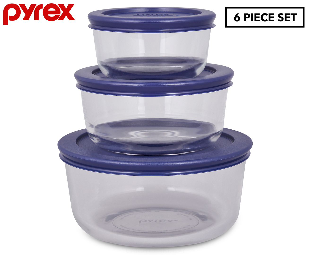 Pyrex 6-piece Simply Store Food Storage Container Set - Clear Navy 