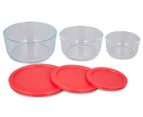 Pyrex 3 Piece Simply Store Food Storage Container Set with lids - Clear/Red