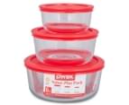 Pyrex 3 Piece Simply Store Food Storage Container Set with lids - Clear/Red 4