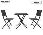 Arcadia 3-Piece Foldable Rattan Coffee Set - Black